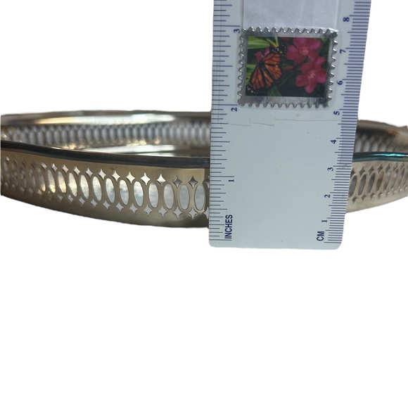 Vanity Or Serving Tray Silver Plate Etched Filigree Oval Primrose Catering Dish - Picture 9 of 12